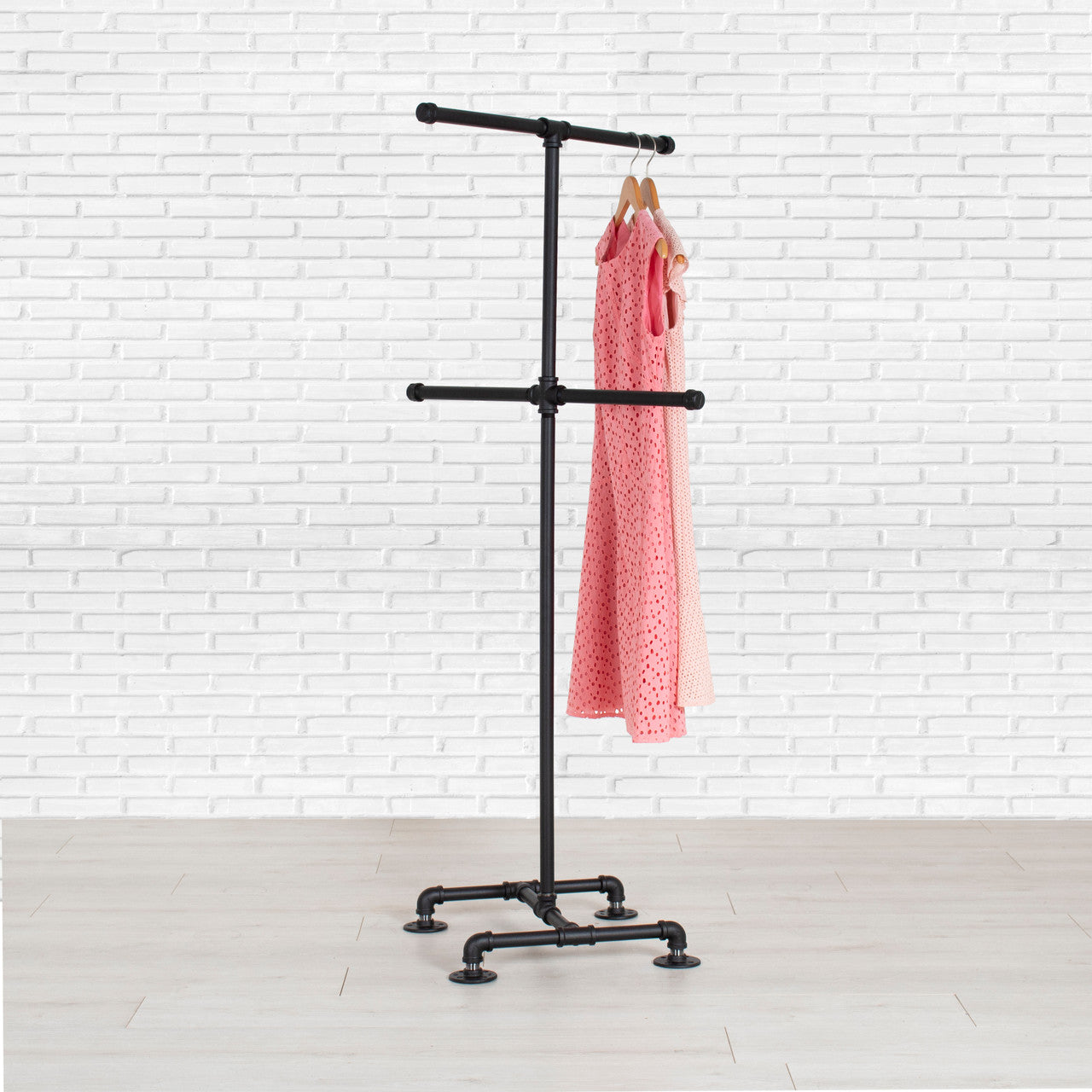 Industrial Pipe Rolling Clothing Rack | 4-Way