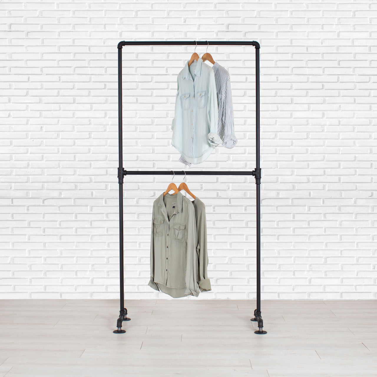 Industrial Pipe Double Row Clothing Rack
