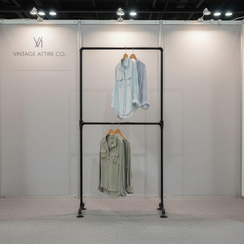 Industrial Pipe Double Row Clothing Rack