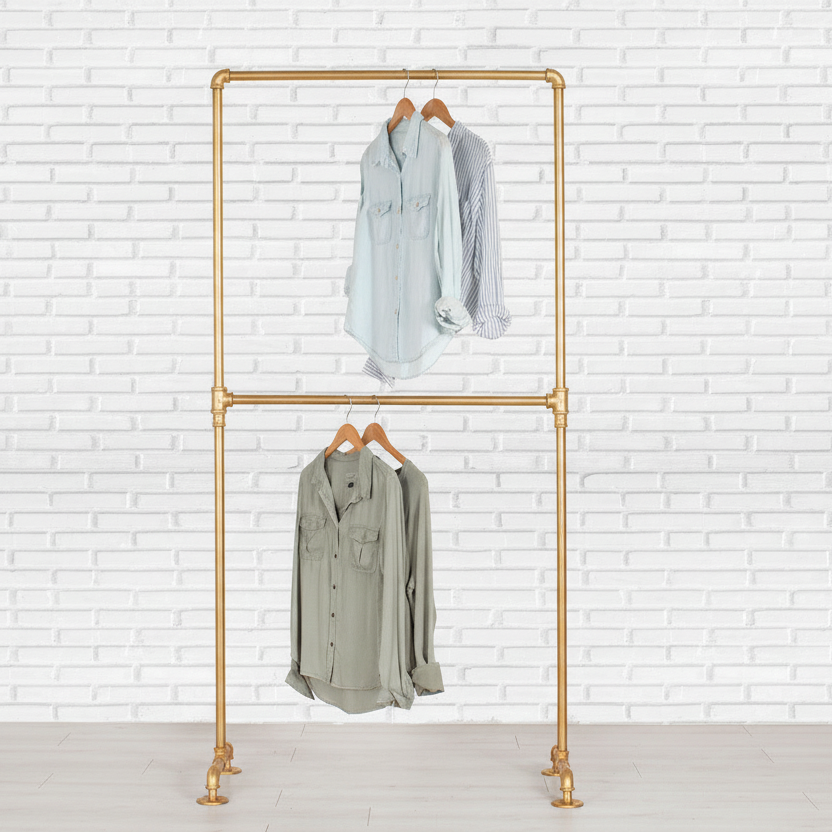 Industrial Pipe Double Row Clothing Rack
