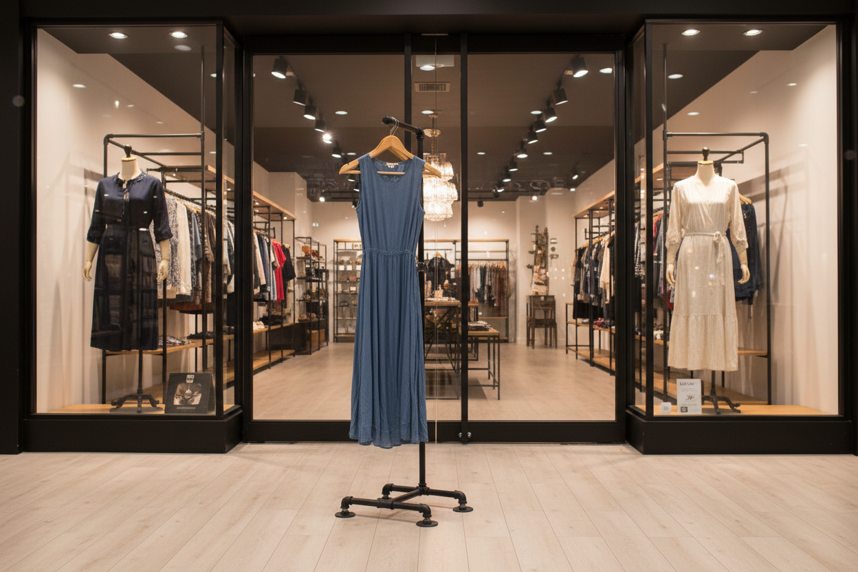 Industrial Pipe Clothing Rack | Single Bar