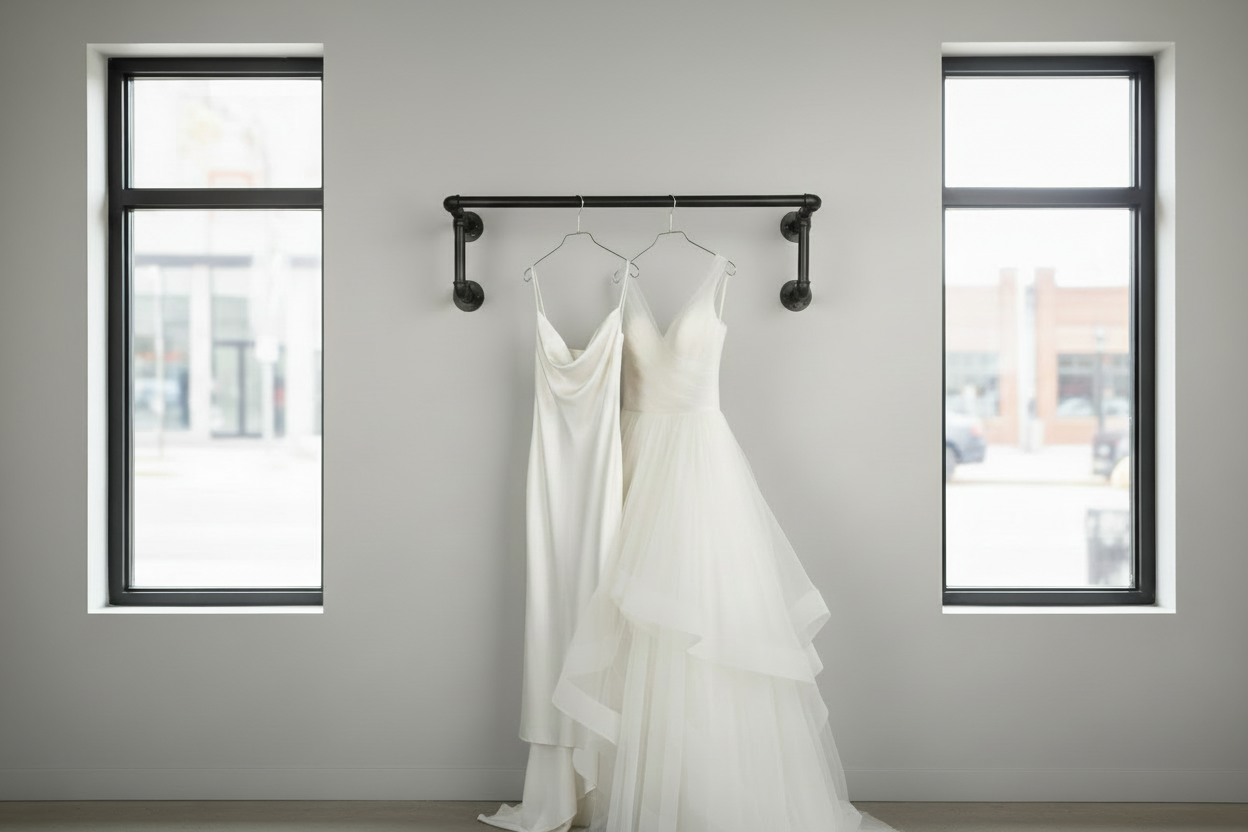 William Roberts Vintage Industrial Wall Mounted Closet Organizer Pipe Clothes Bar, Space Saving Closet Organizers and Storage Rail, Heavy Duty Metal Coat Rack for Entryway, Bedroom or Retail Display