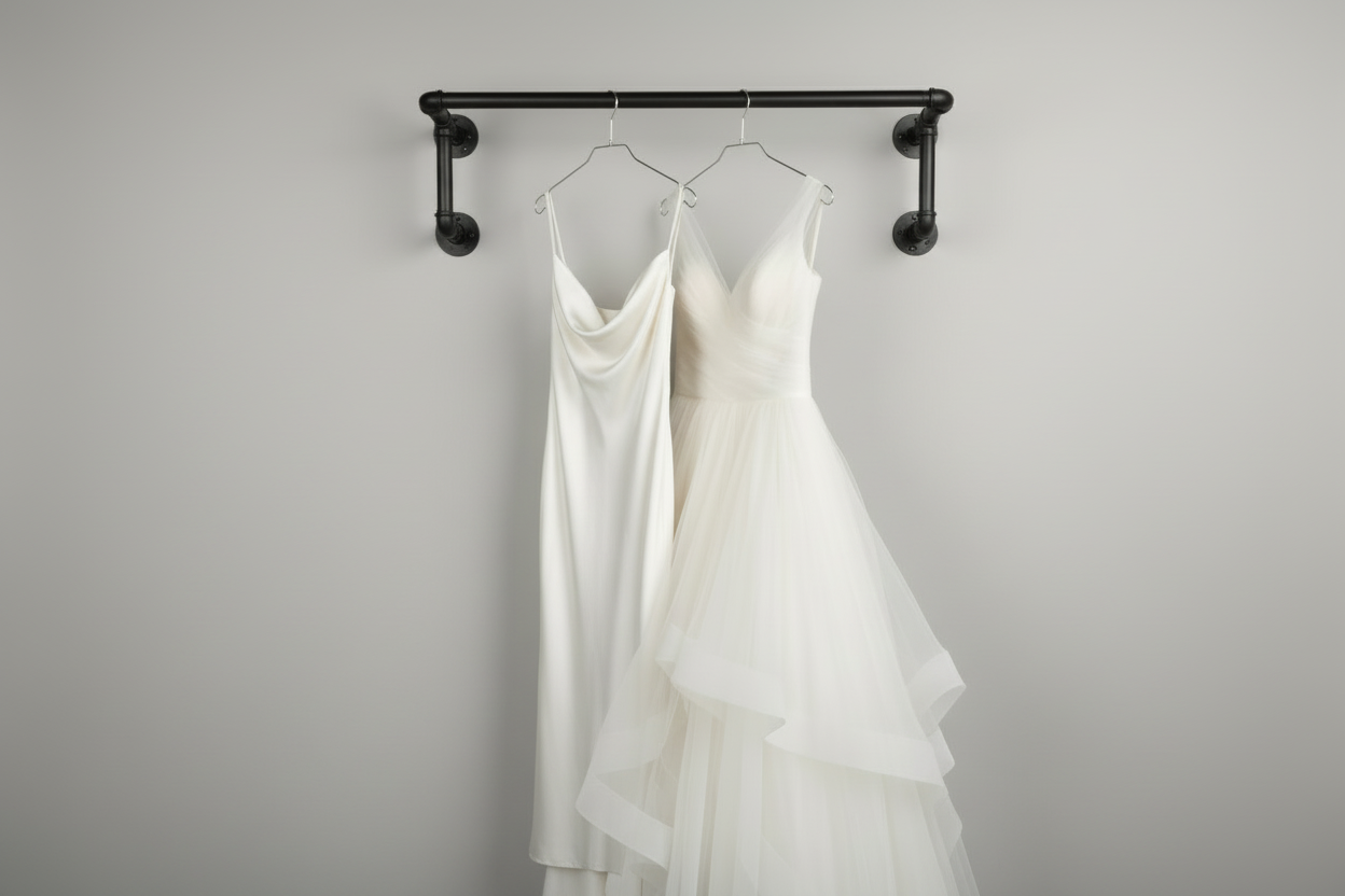 William Roberts Vintage Industrial Wall Mounted Closet Organizer Pipe Clothes Bar, Space Saving Closet Organizers and Storage Rail, Heavy Duty Metal Coat Rack for Entryway, Bedroom or Retail Display