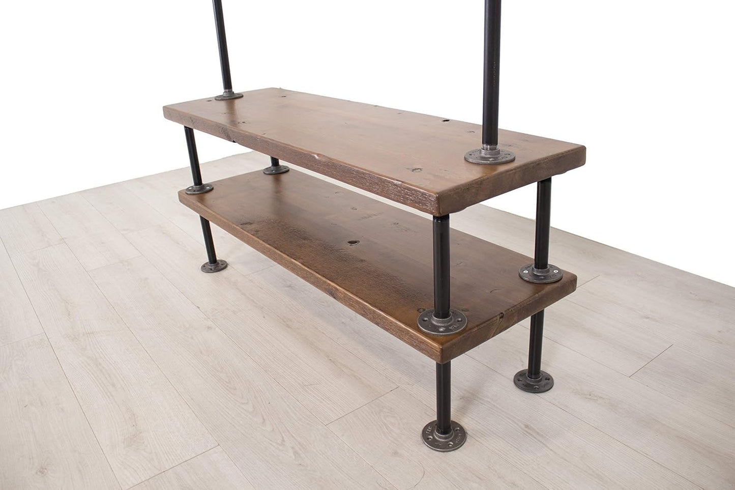 Industrial Pipe Clothing Rack with Cedar Wood Shelves