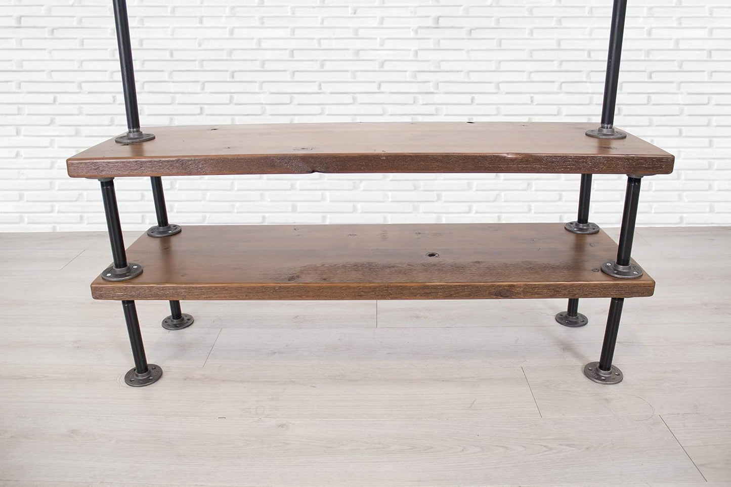 Industrial Pipe Clothing Rack with Cedar Wood Shelves