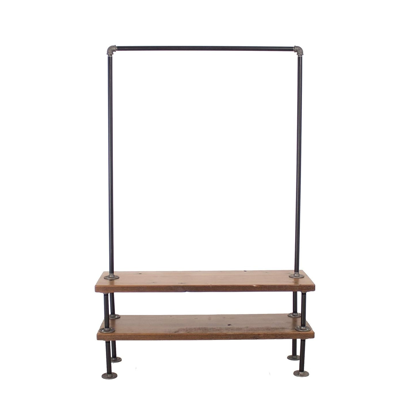 Industrial Pipe Clothing Rack with Cedar Wood Shelves