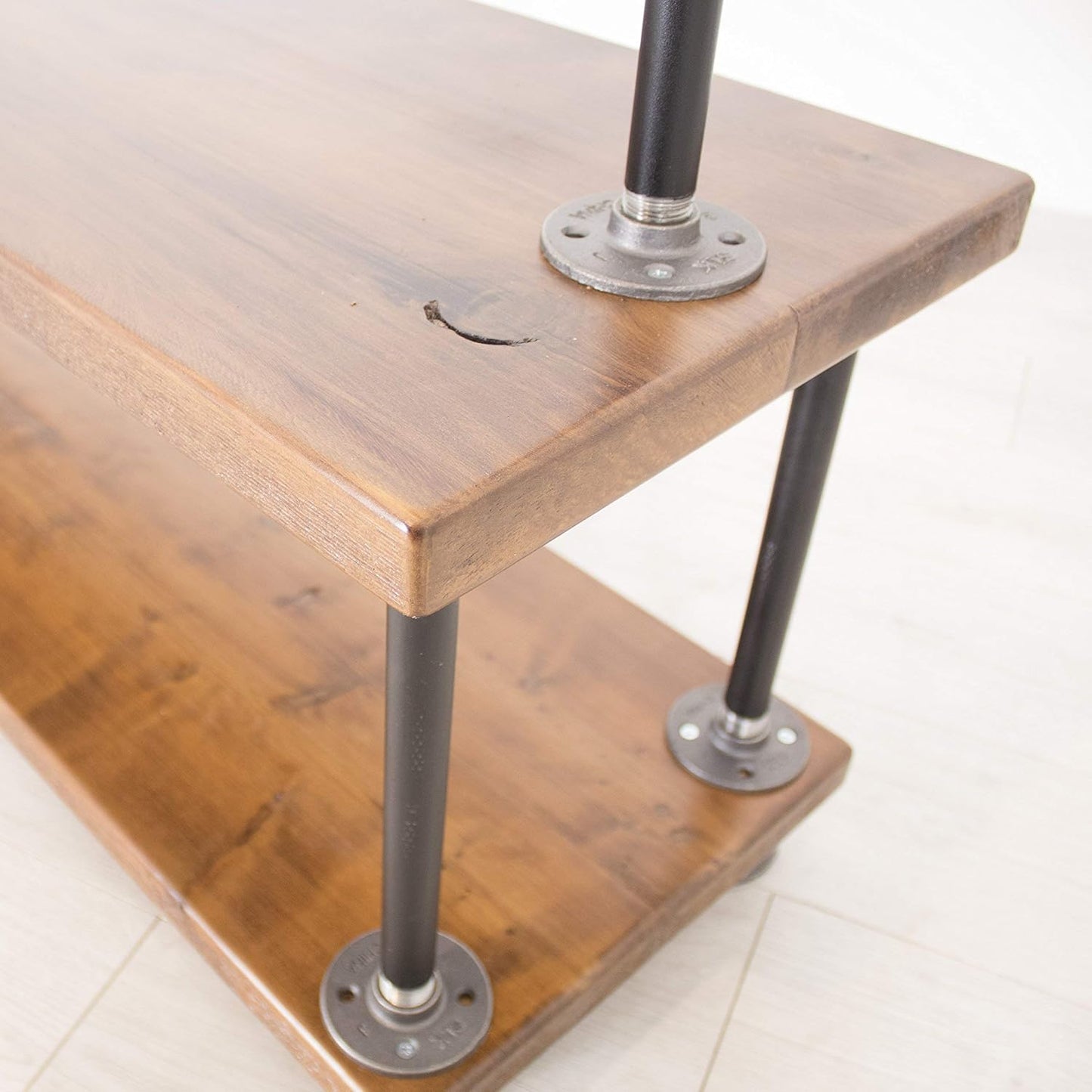 Industrial Pipe Clothing Rack with Wood Shelving