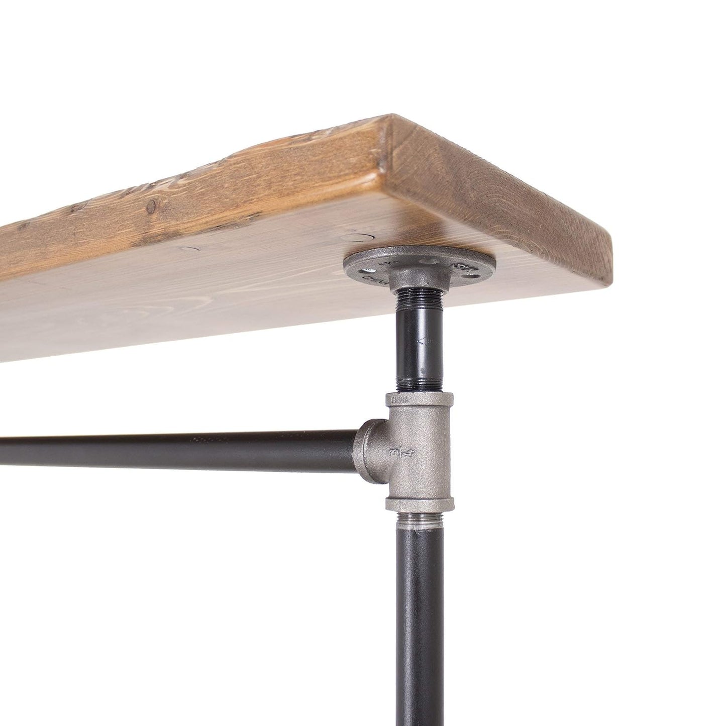 Industrial Pipe Clothing Rack with Wood Shelving