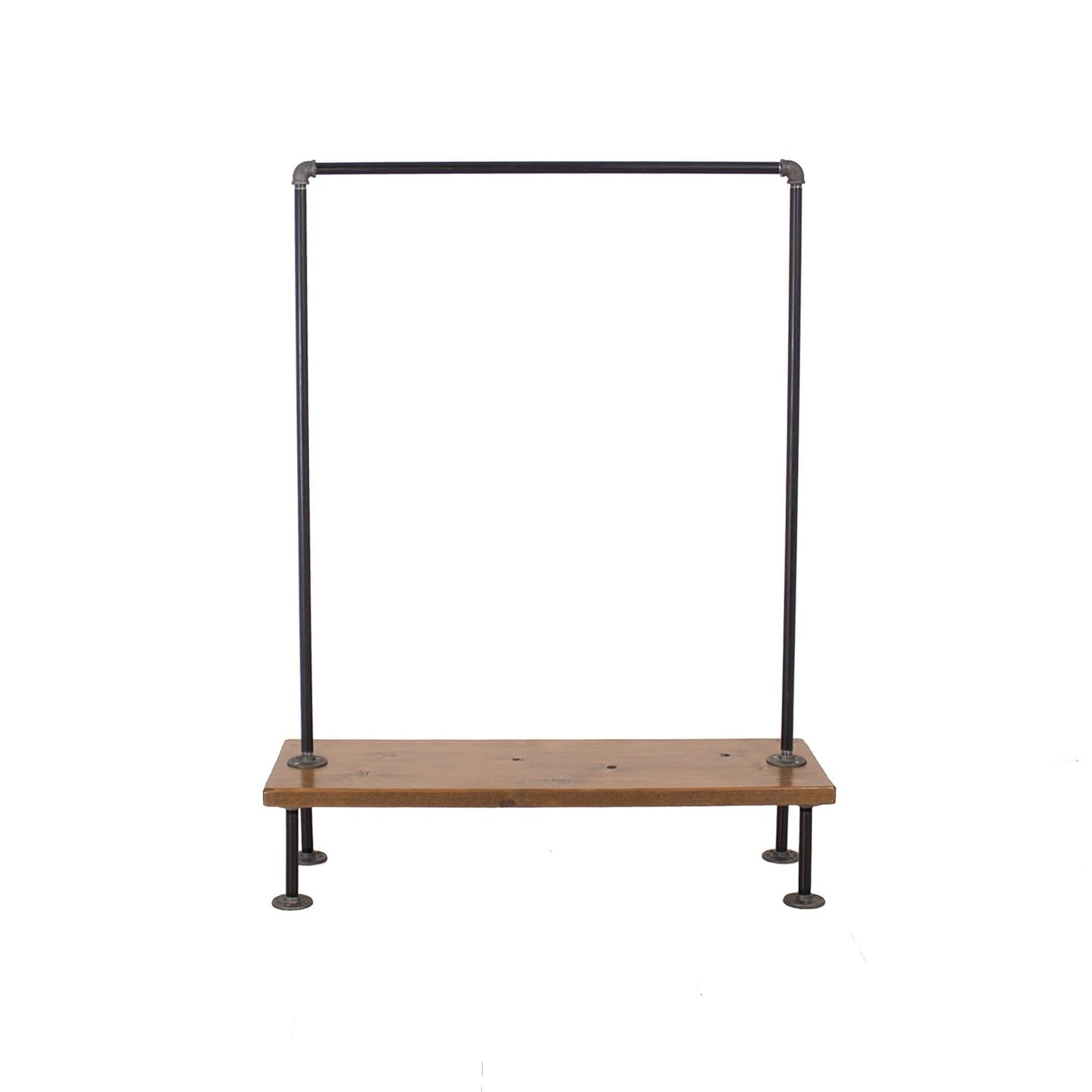 Industrial Pipe Clothing Rack with Wood Bottom Shelf