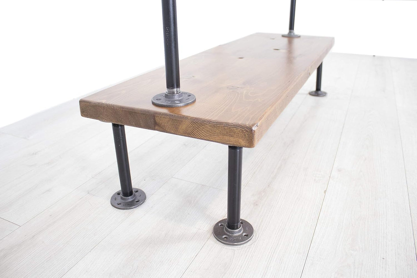 Industrial Pipe Clothing Rack with Wood Bottom Shelf